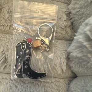 GIVVY - NEW Black Boot Silver-tone Bag Charm/Keychain